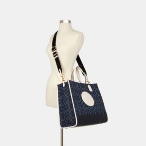 EUC COACH DEMPSEY DENIM LARGE TOTE BAG